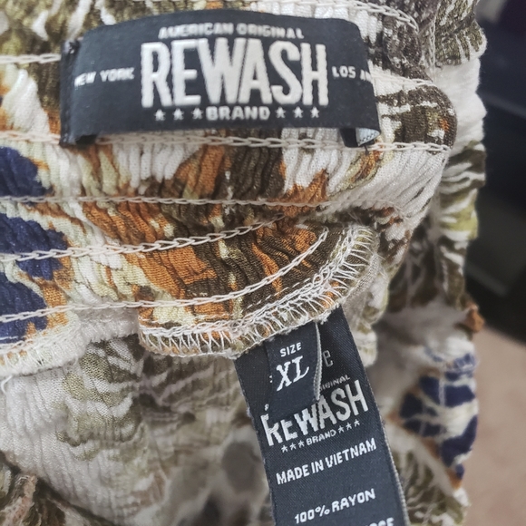 Rewash xl smocked waist flowy split legs boho style tropical leaf pattern - Picture 7 of 7